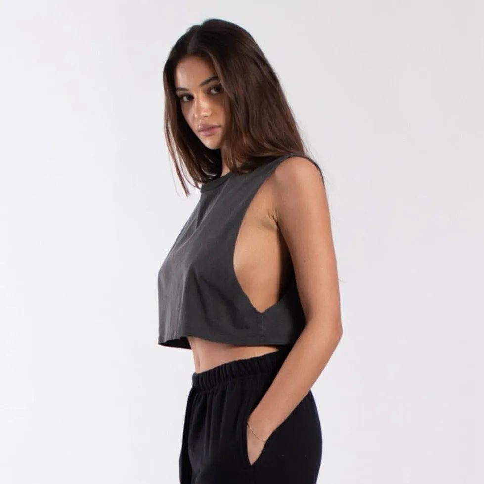0921GD - Women's Garment Dyed Cropped Muscle Tank