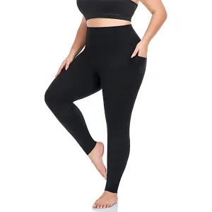 1 Pack Black Plus Size Leggings with Pockets for Women
