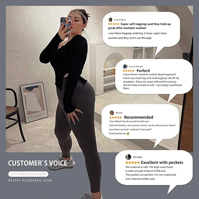1 Pack Black Plus Size Leggings with Pockets for Women