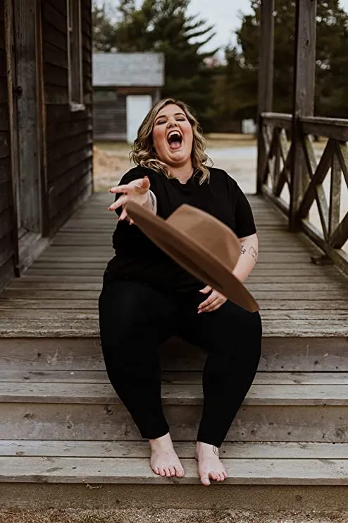 1 Pack Black Plus Size Leggings with Pockets for Women