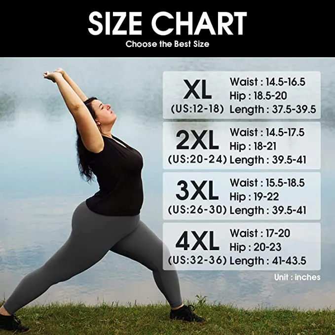 1 Pack Black Plus Size Leggings with Pockets for Women