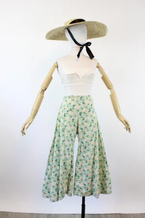 1930s BEACH PAJAMA pants morning glory print small | new spring summer