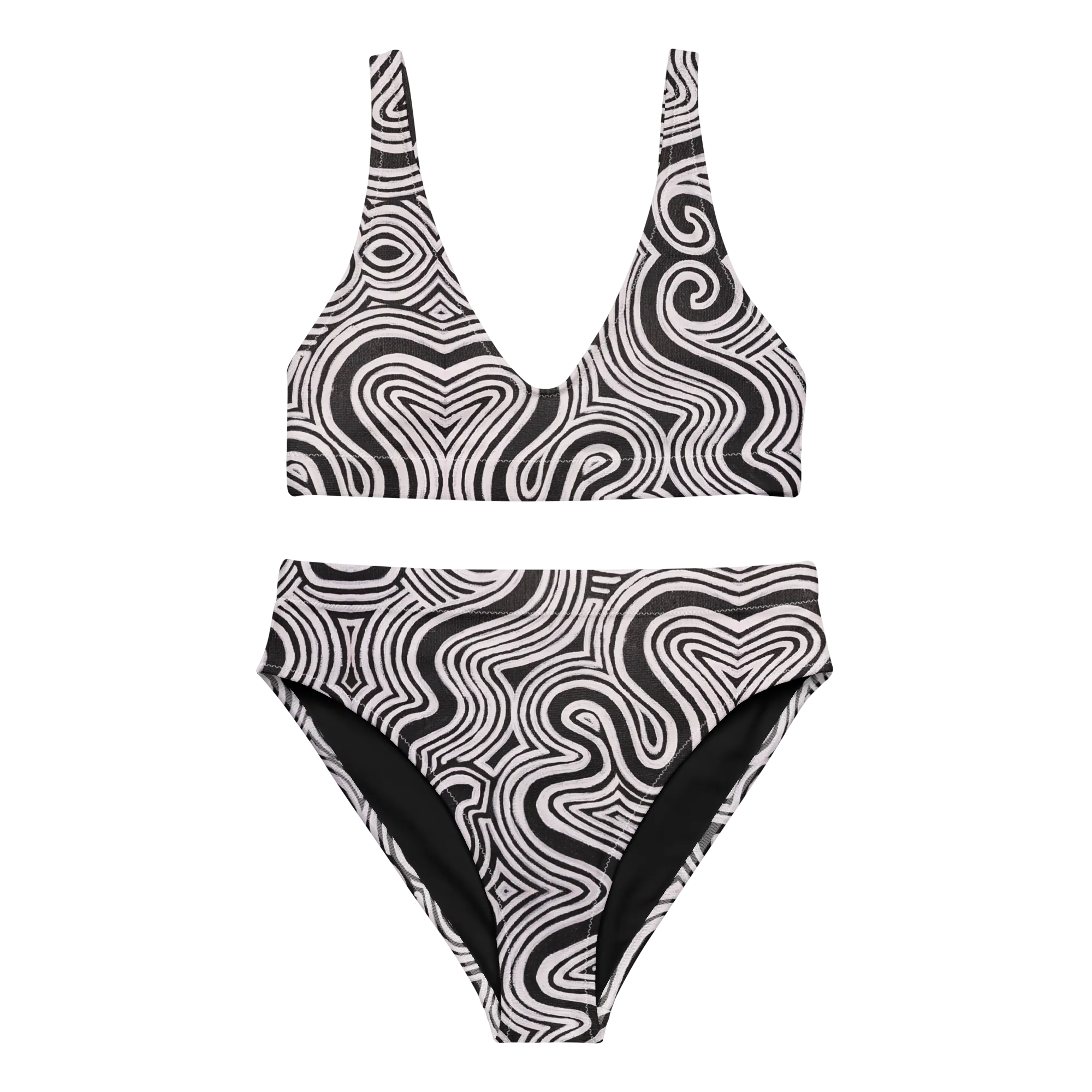 2 Piece High Waisted Bikini Set- "Record Player" Design