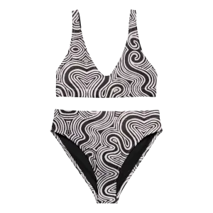 2 Piece High Waisted Bikini Set- "Record Player" Design