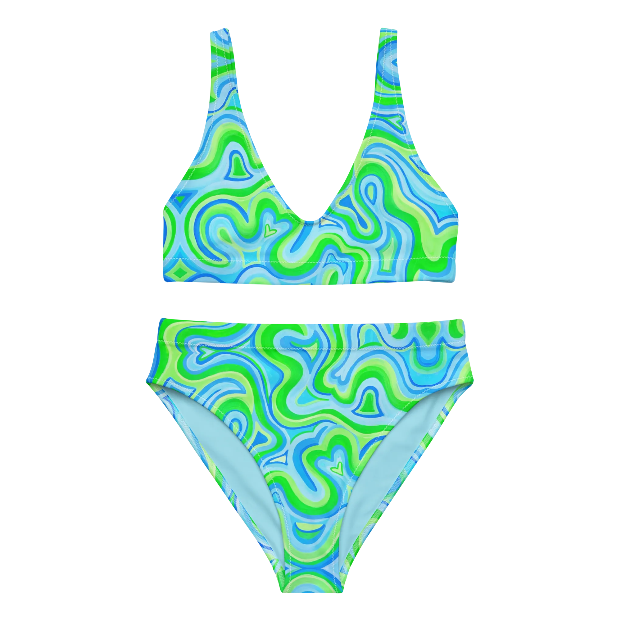 2 Piece High Waisted Bikini Set- "Slushee" Design
