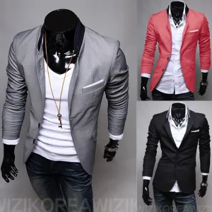 2014 new Men's Casual Slim Stylish fit One Button Suit Blazer Coat Jackets FREE SHIPPING 2014 new Men's Casual Slim Stylish fit One Button Suit Blazer Coat Jackets FREE SHIPPING