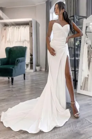 2023 Sheath Sweetheart Bridal Dress with Split Side