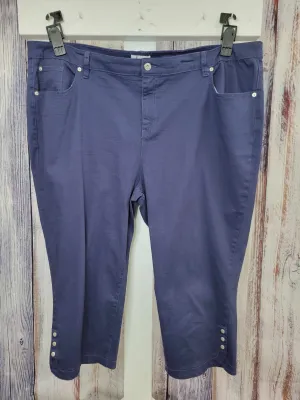 24W NAVY A379953 Denim & Co. Regular Tulip Snap Hem Denim Capri
