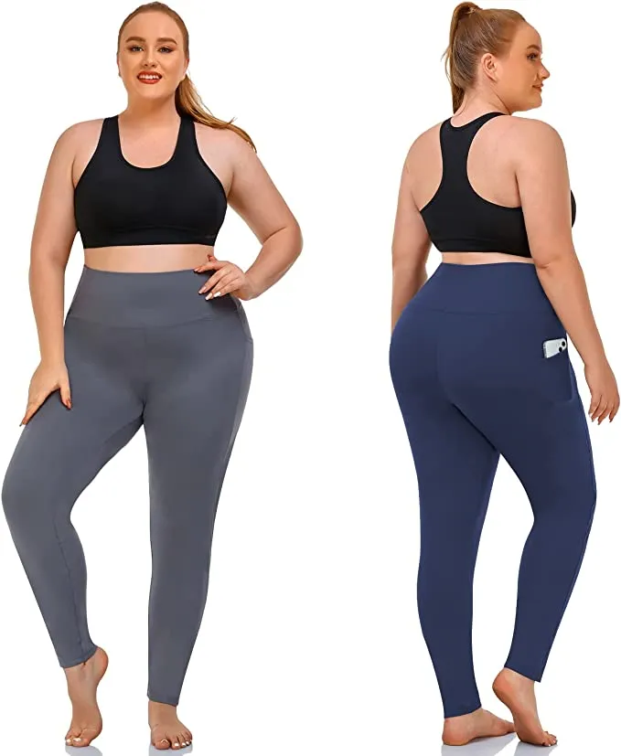 3 Pack Plus Size Leggings with Pockets for Women