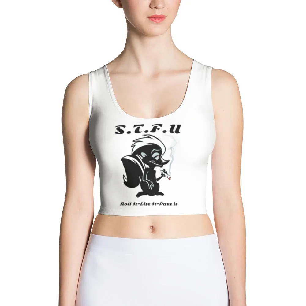 420 Skunk Fitted Crop Top - White