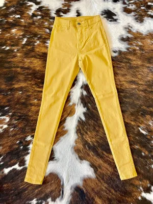60% Off - Meet Me There Mustard Skinnies