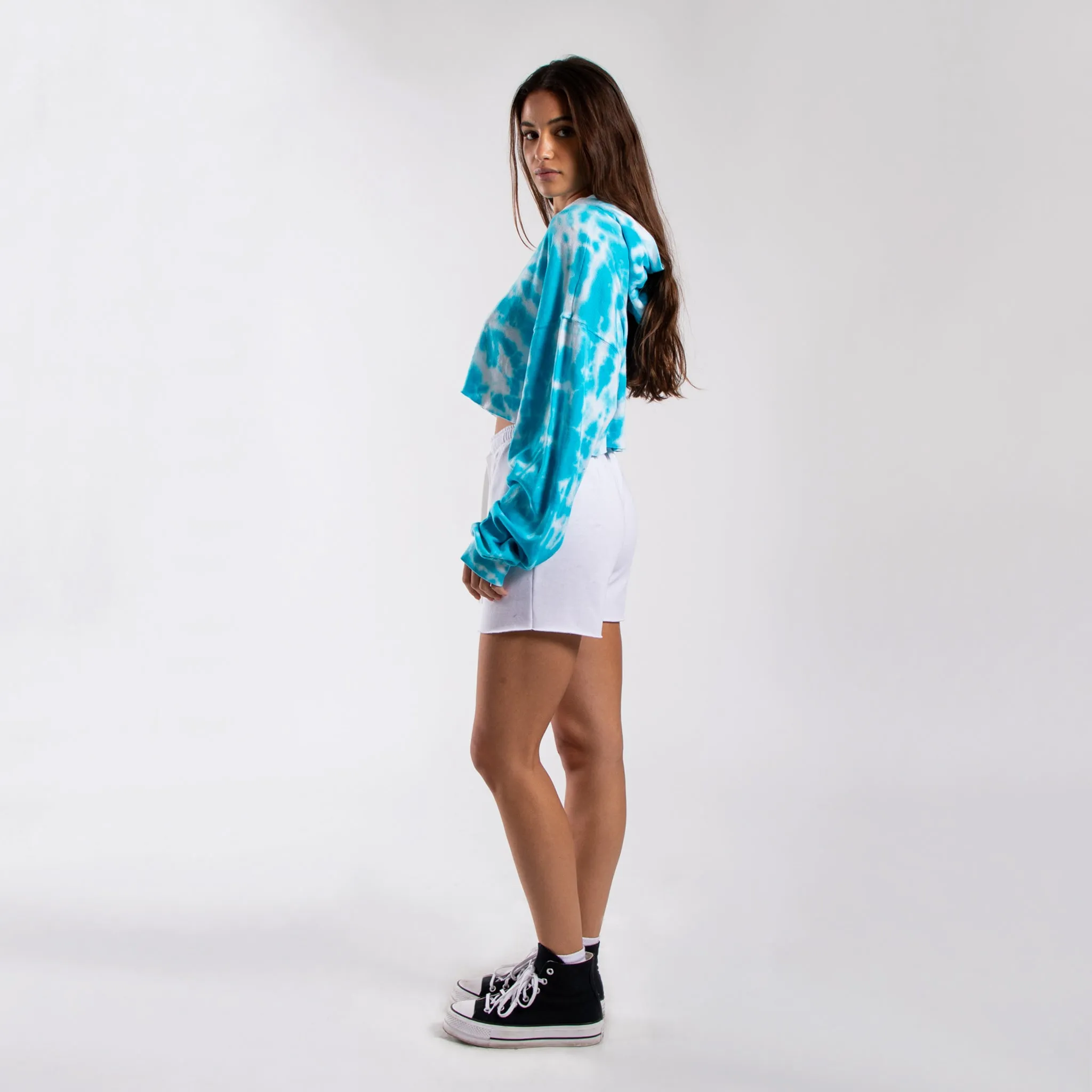 6036TD - Women's Cropped Tie Dye Hoodie