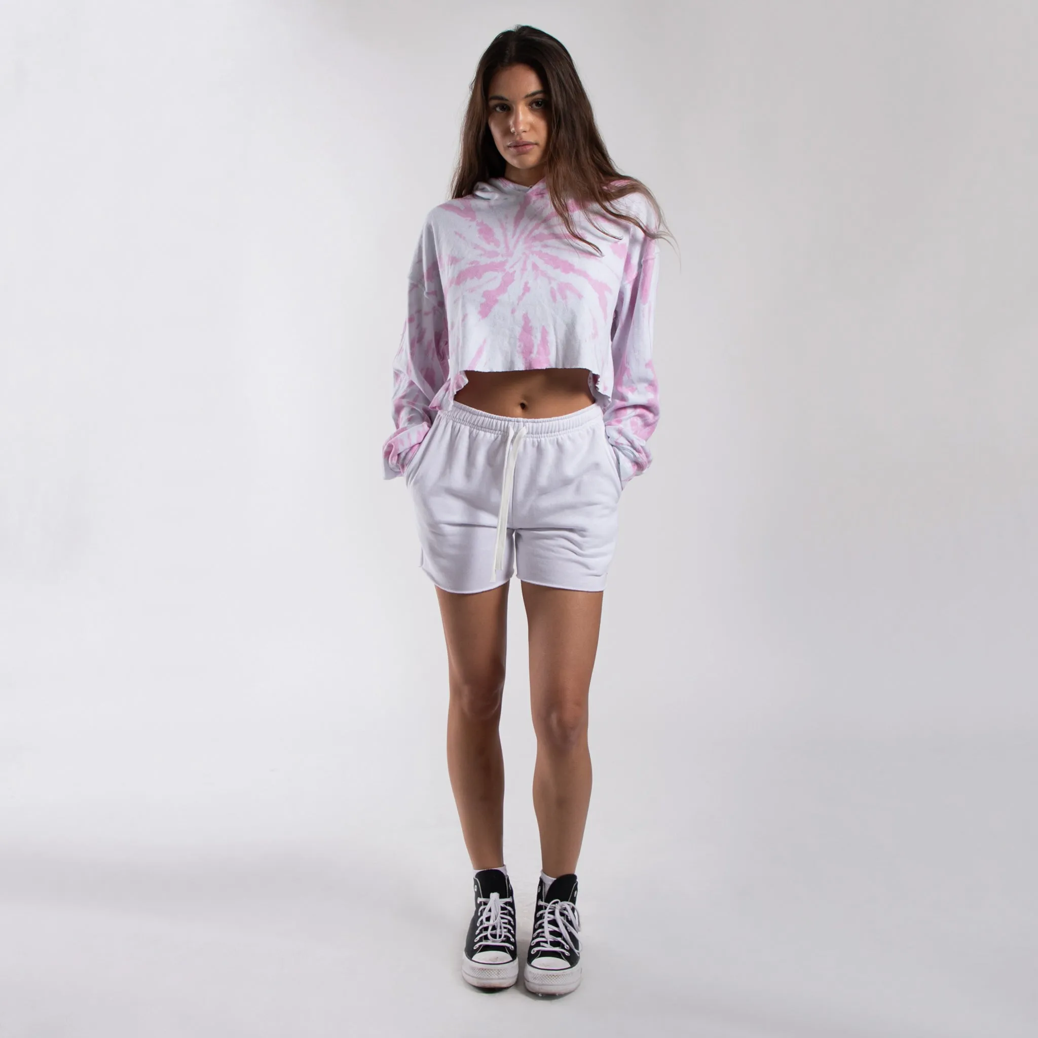 6036TD - Women's Cropped Tie Dye Hoodie
