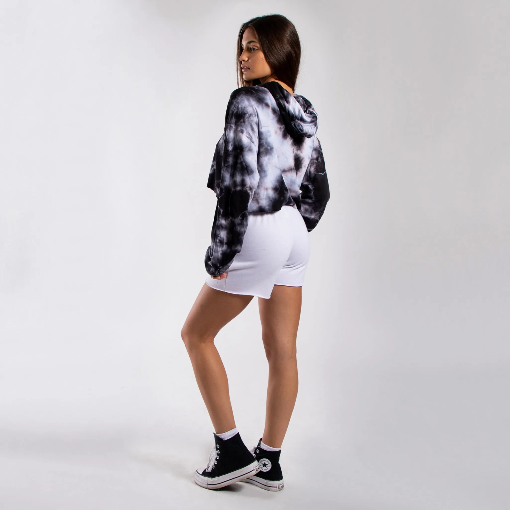 6036TD - Women's Cropped Tie Dye Hoodie