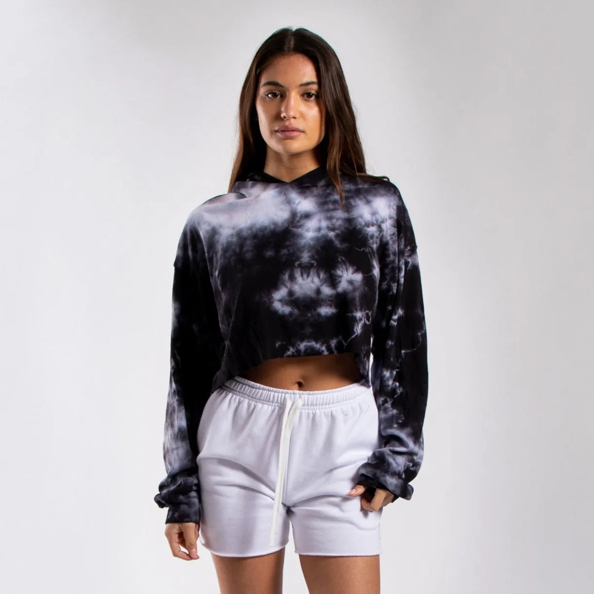 6036TD - Women's Cropped Tie Dye Hoodie