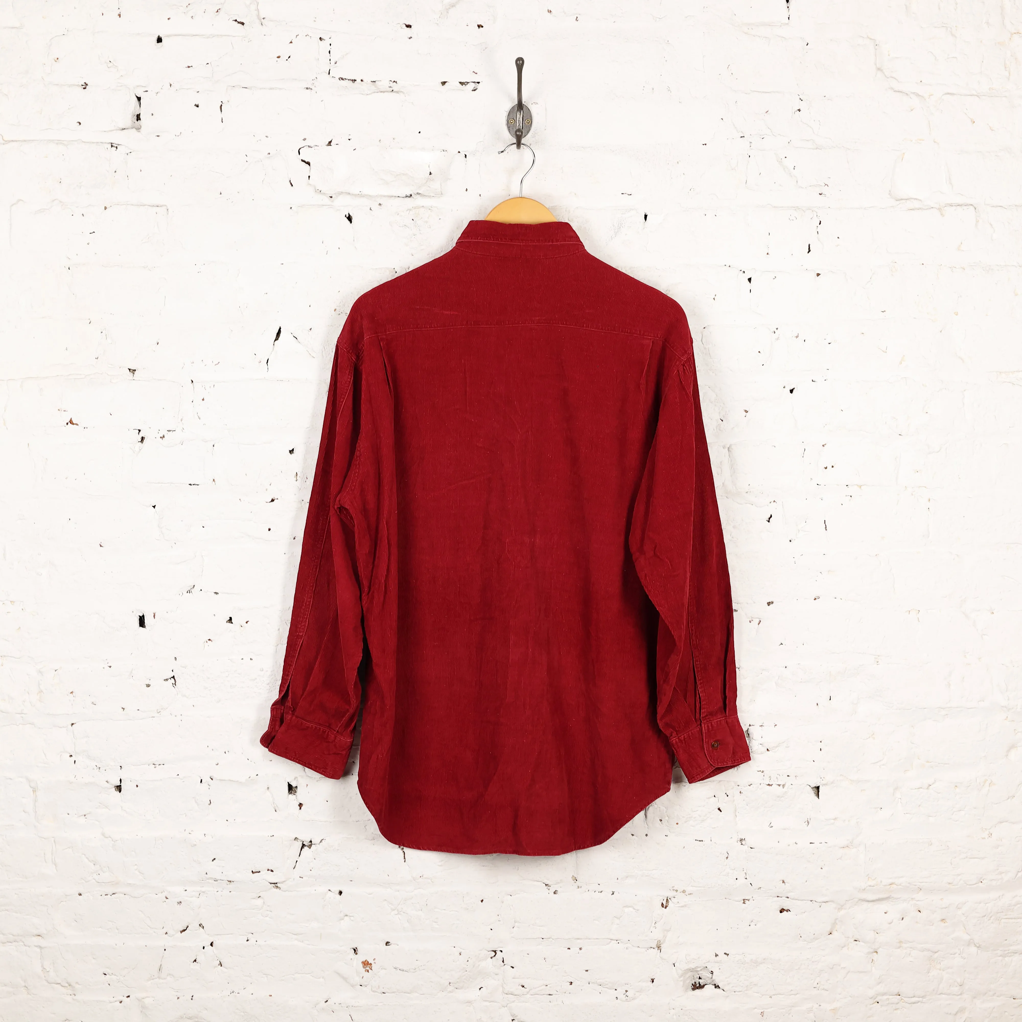 90s Corduroy Button Down Shirt - Maroon - L