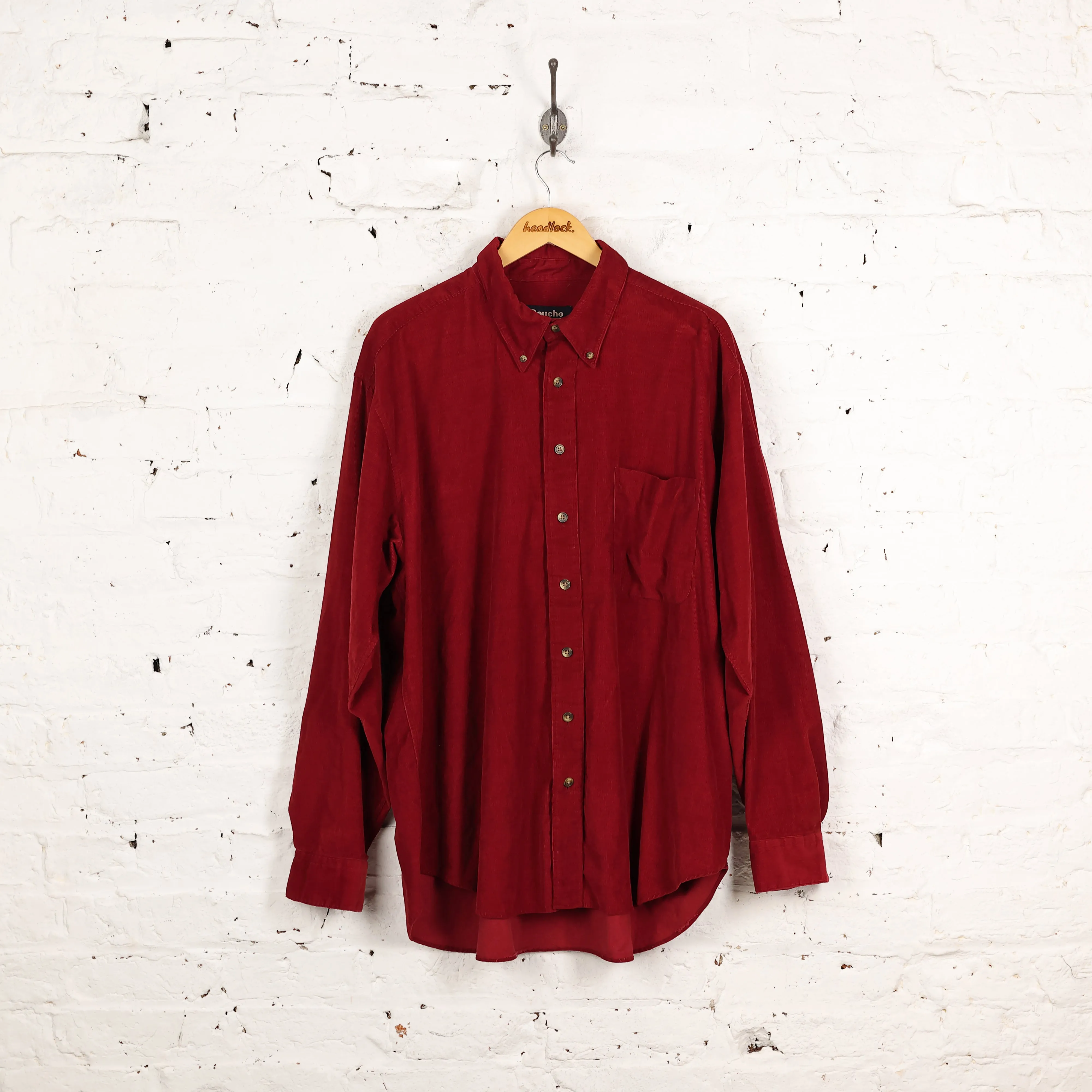 90s Corduroy Shirt - Burgundy - XXL
