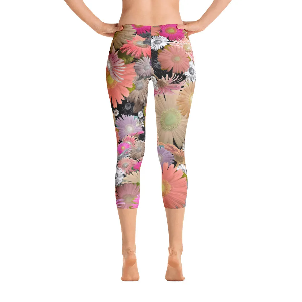 Abstract Capri leggings, Workout Pants 'CFloral 01'