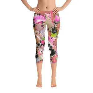 Abstract Capri leggings, Workout Pants 'CFloral 01'