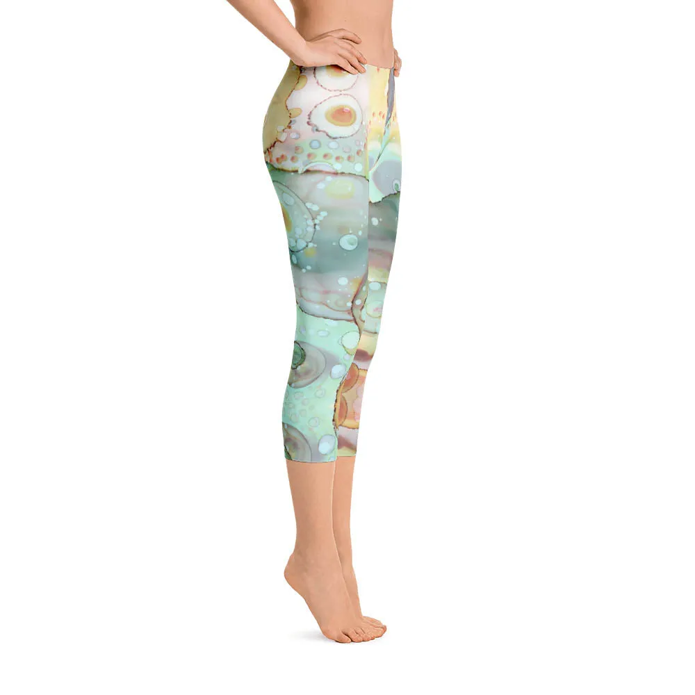 Abstract Capri leggings, Workout Pants 'Mermaid Tail 02'