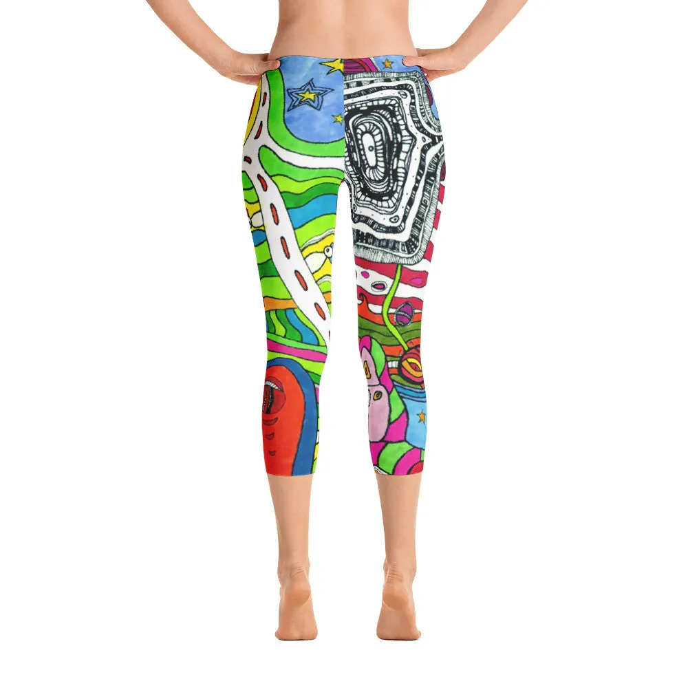 Abstract Capri leggings, Workout Pants 'Multi-Directional'