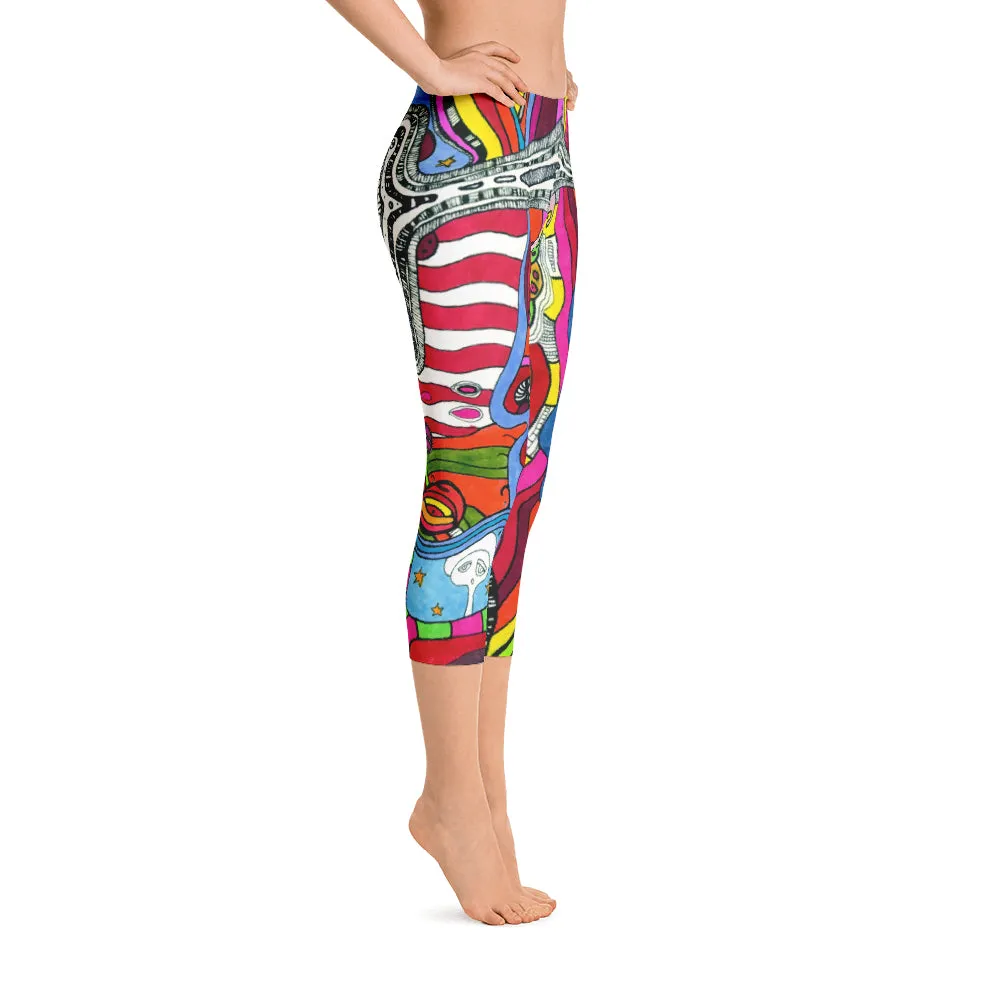 Abstract Capri leggings, Workout Pants 'Multi-Directional'