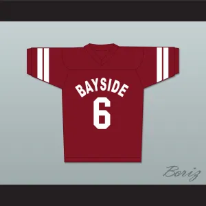 AC Slater 6 Bayside Tigers Football Jersey Maroon Saved By The Bell