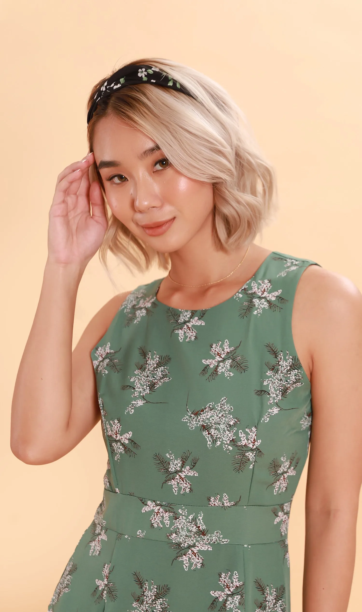 ADA Pleated-Hem Mini Dress (Sage)