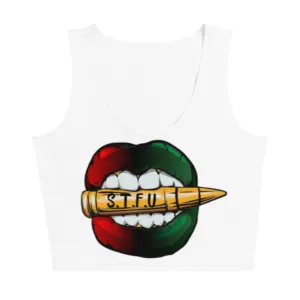 Afrocentric Logo Fitted Crop Top - White