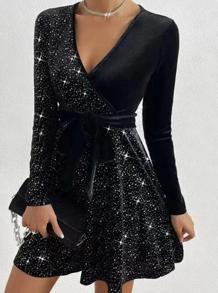 Ailen® | Sequin Wrap Dress Chic