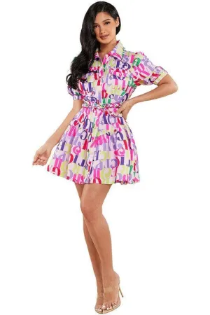 ALAPHABET PRINT MINI DRESS