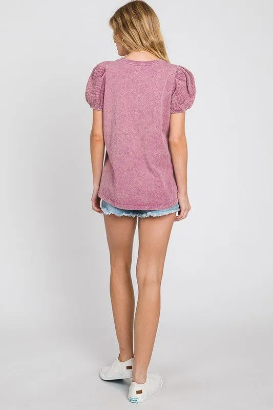 All About It Mineral Washed Gauze Top in Vintage Lavender