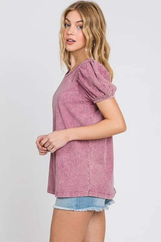 All About It Mineral Washed Gauze Top in Vintage Lavender