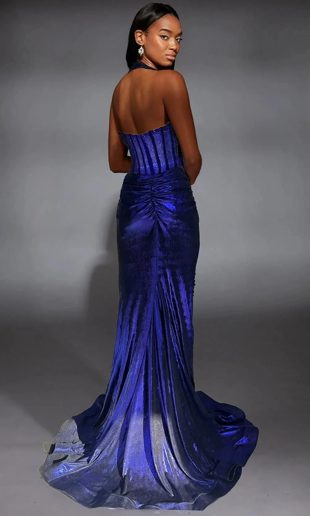 Alyce Paris 61949 - Metallic Jersey Beaded Corset Gown