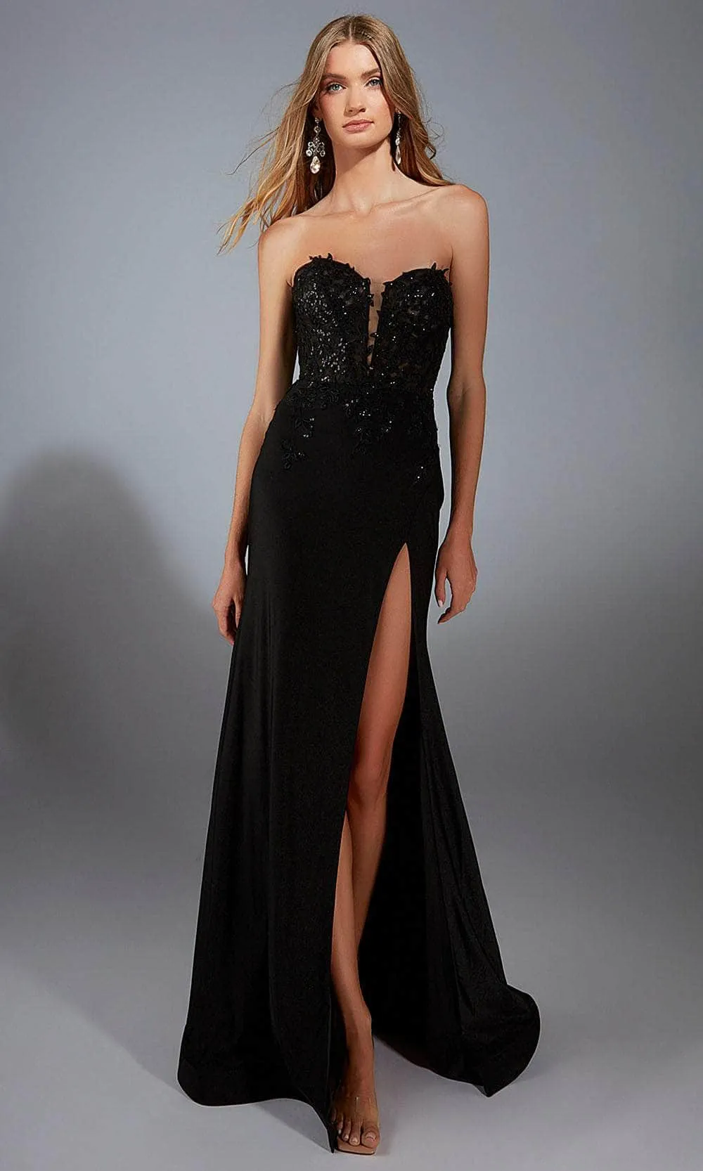 Alyce Paris 61953 - Floral Lace Plunging Sweetheart Gown