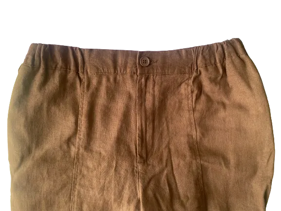Ambiance Apparel Brown Linen Blend Wide Leg Pants