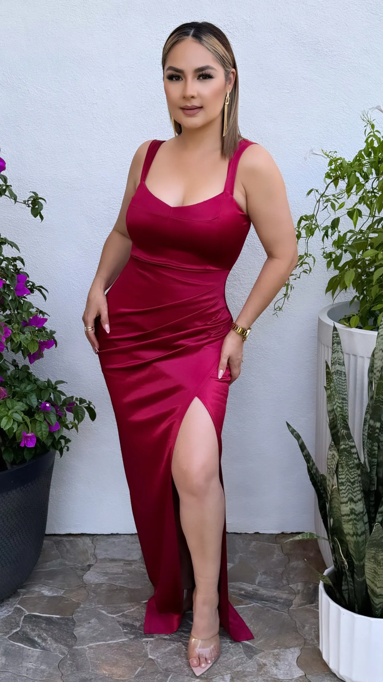 AMELIA BURGUNDY DRESS