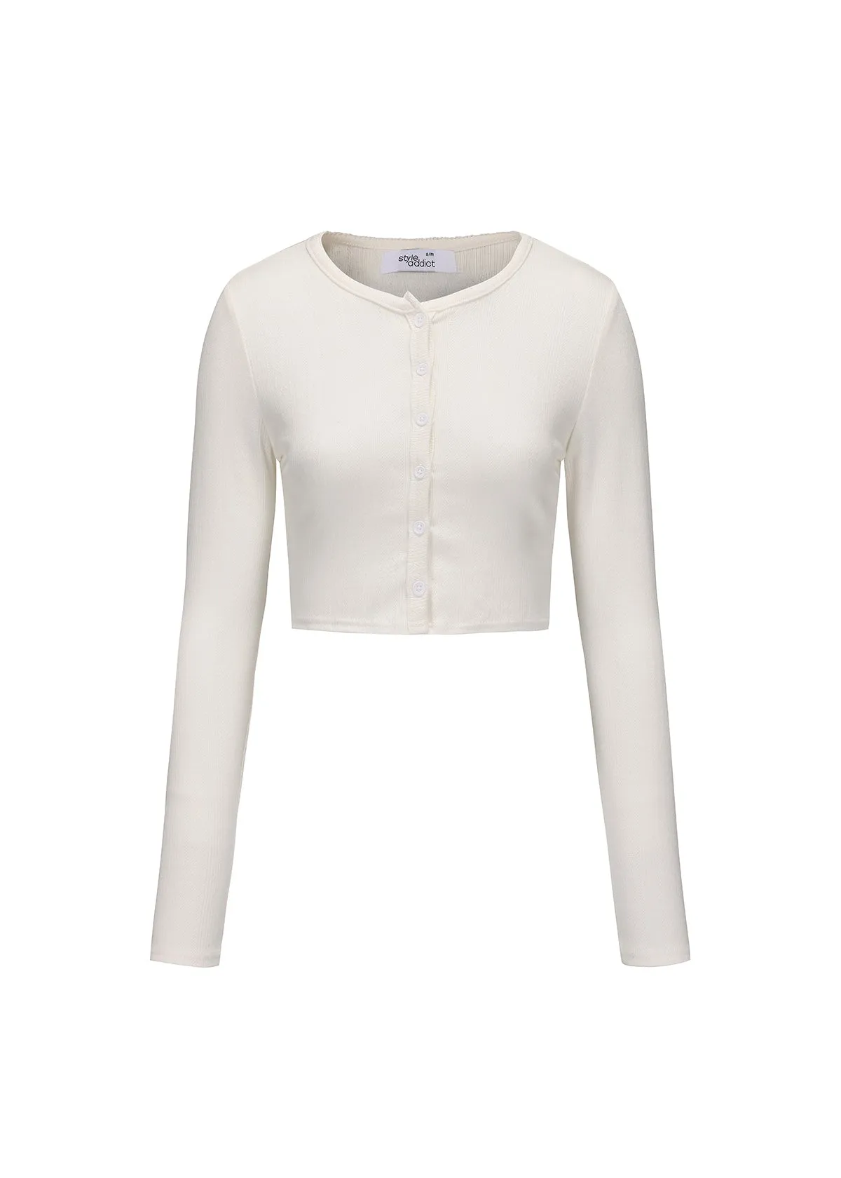 Andrea Pointelle Crop Cardigan - White