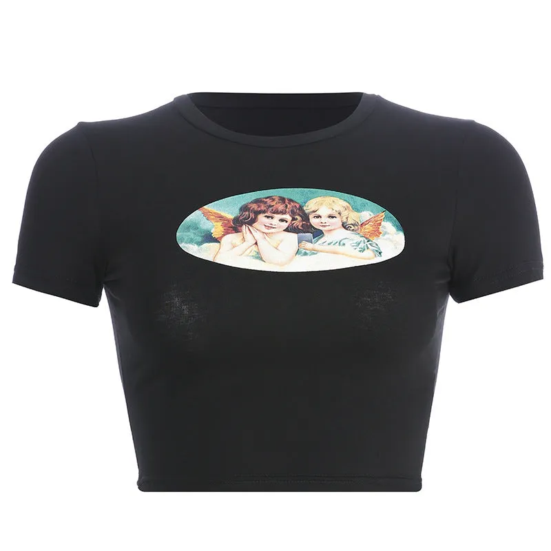 “ANGEL PRINTING” CROP TOP W041302