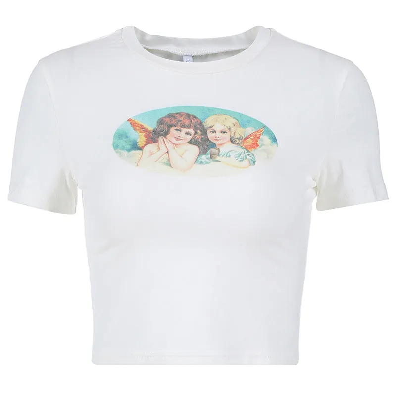 “ANGEL PRINTING” CROP TOP W041302