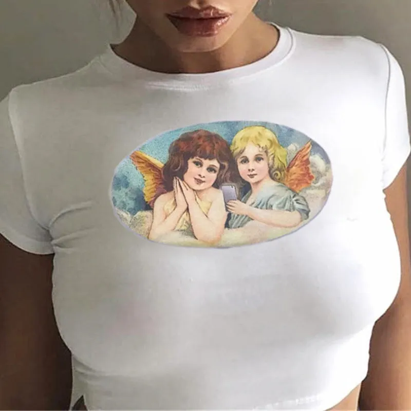 “ANGEL PRINTING” CROP TOP W041302