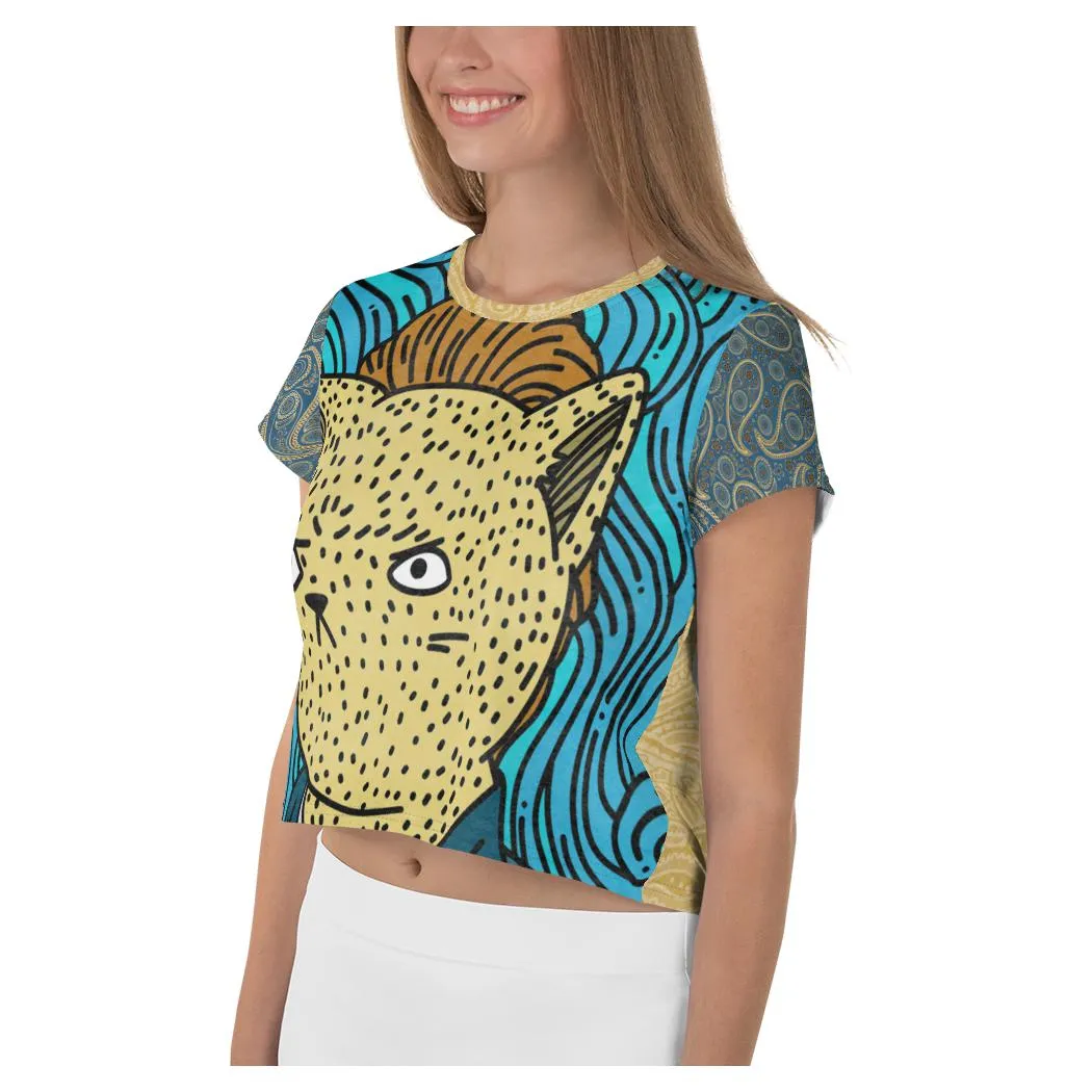 Angry Cat AOP Crop Top