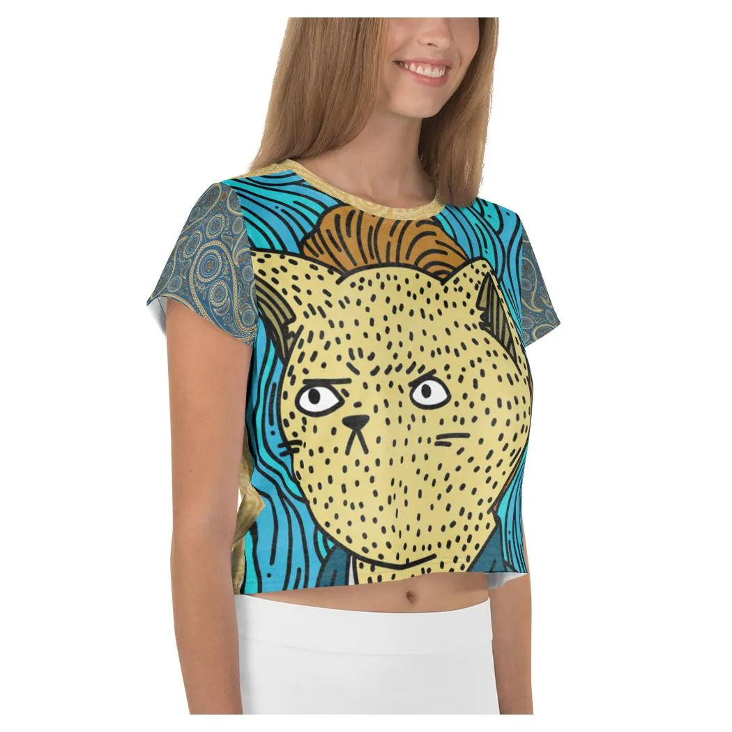 Angry Cat AOP Crop Top