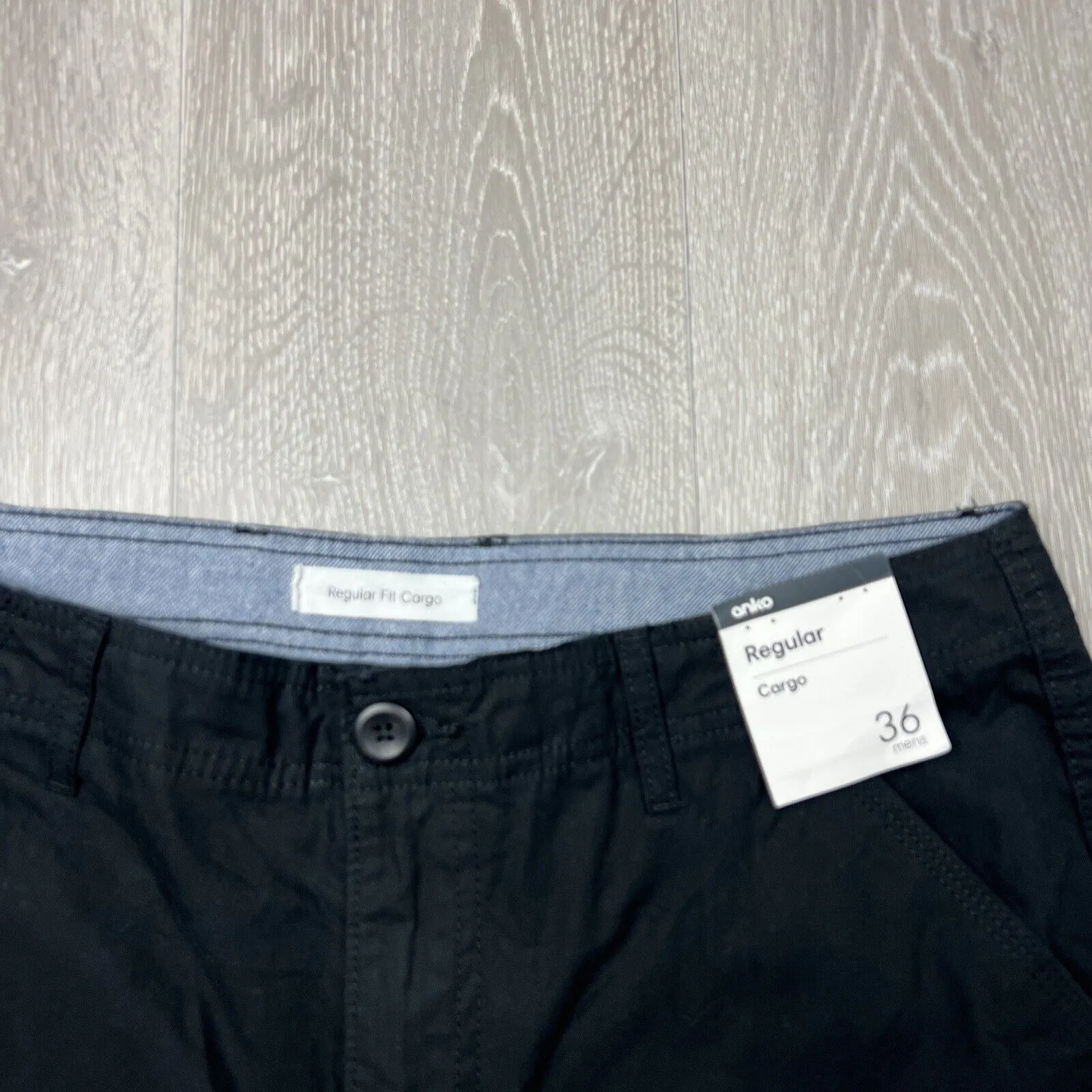 Anko Mens Regular Black Cargo Pants Size 36 (New)