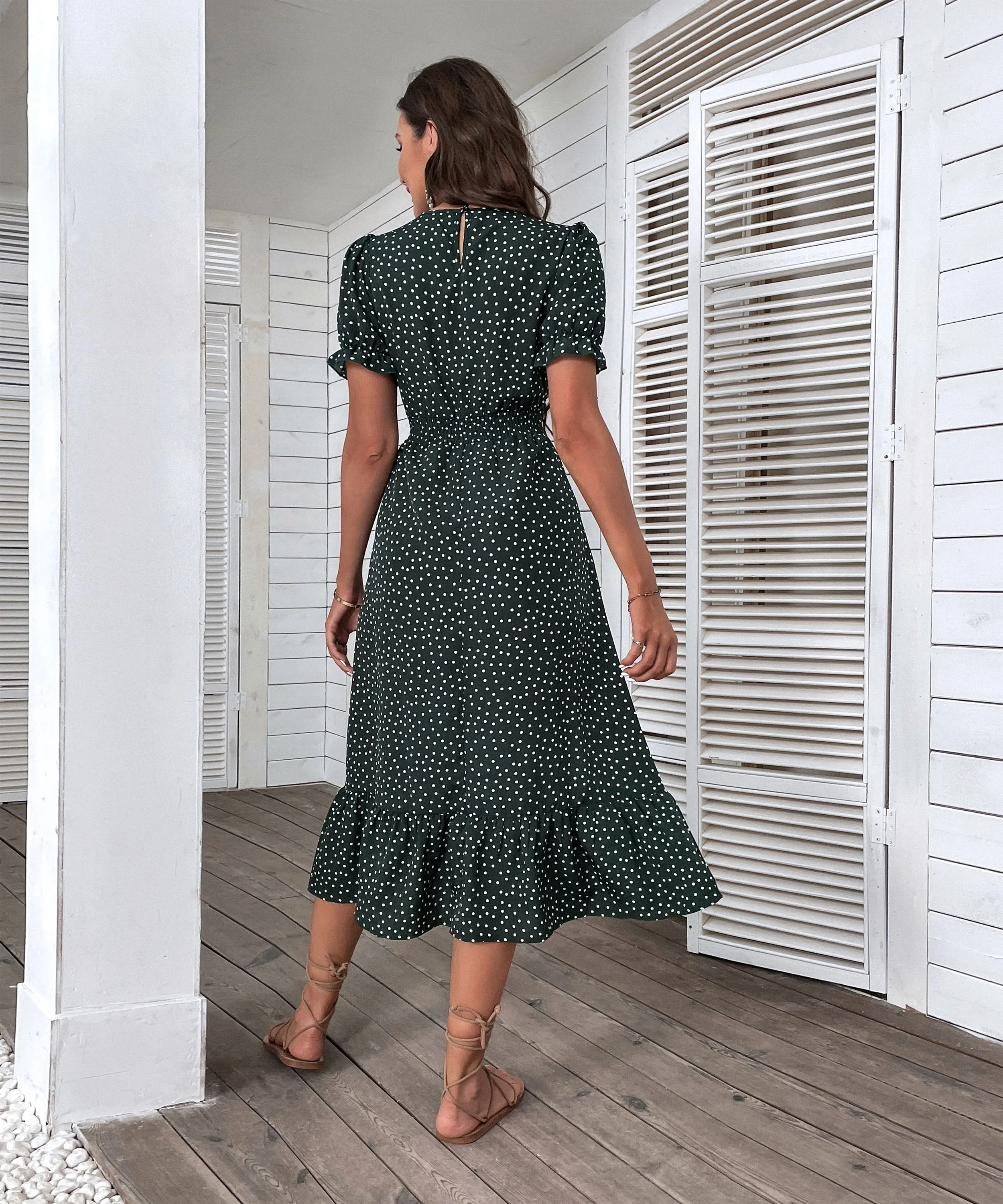 Anthem Spots Dress - Dark Green