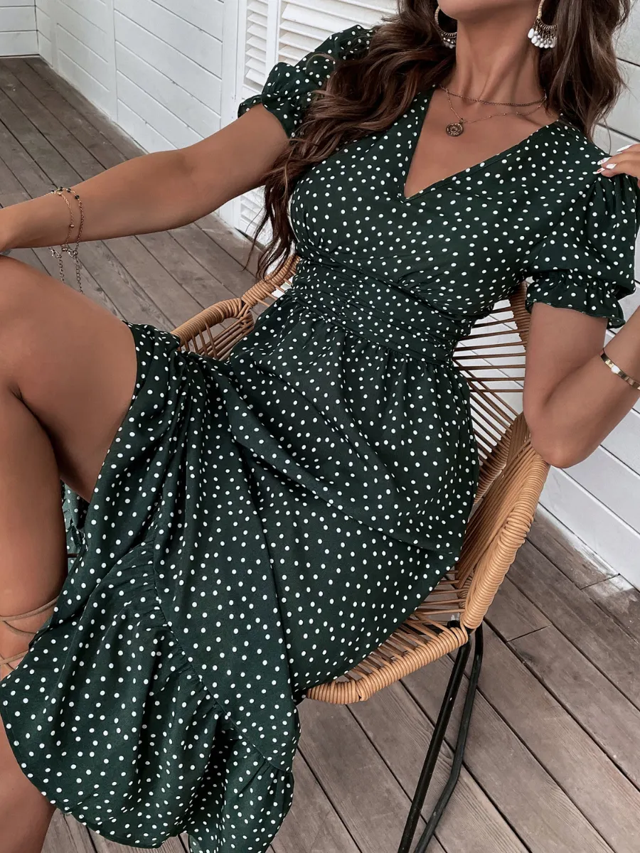 Anthem Spots Dress - Dark Green