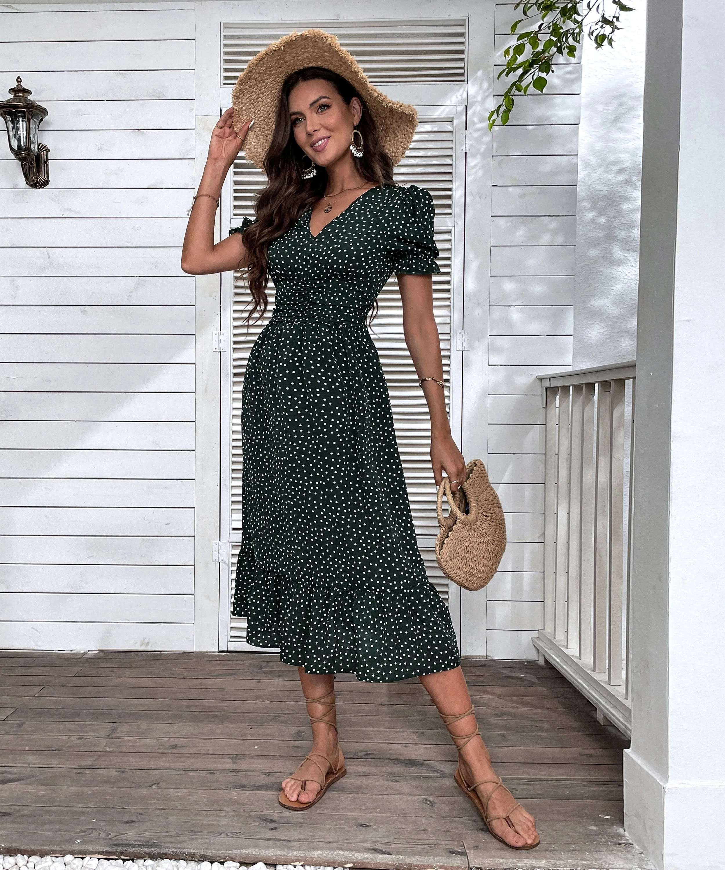 Anthem Spots Dress - Dark Green