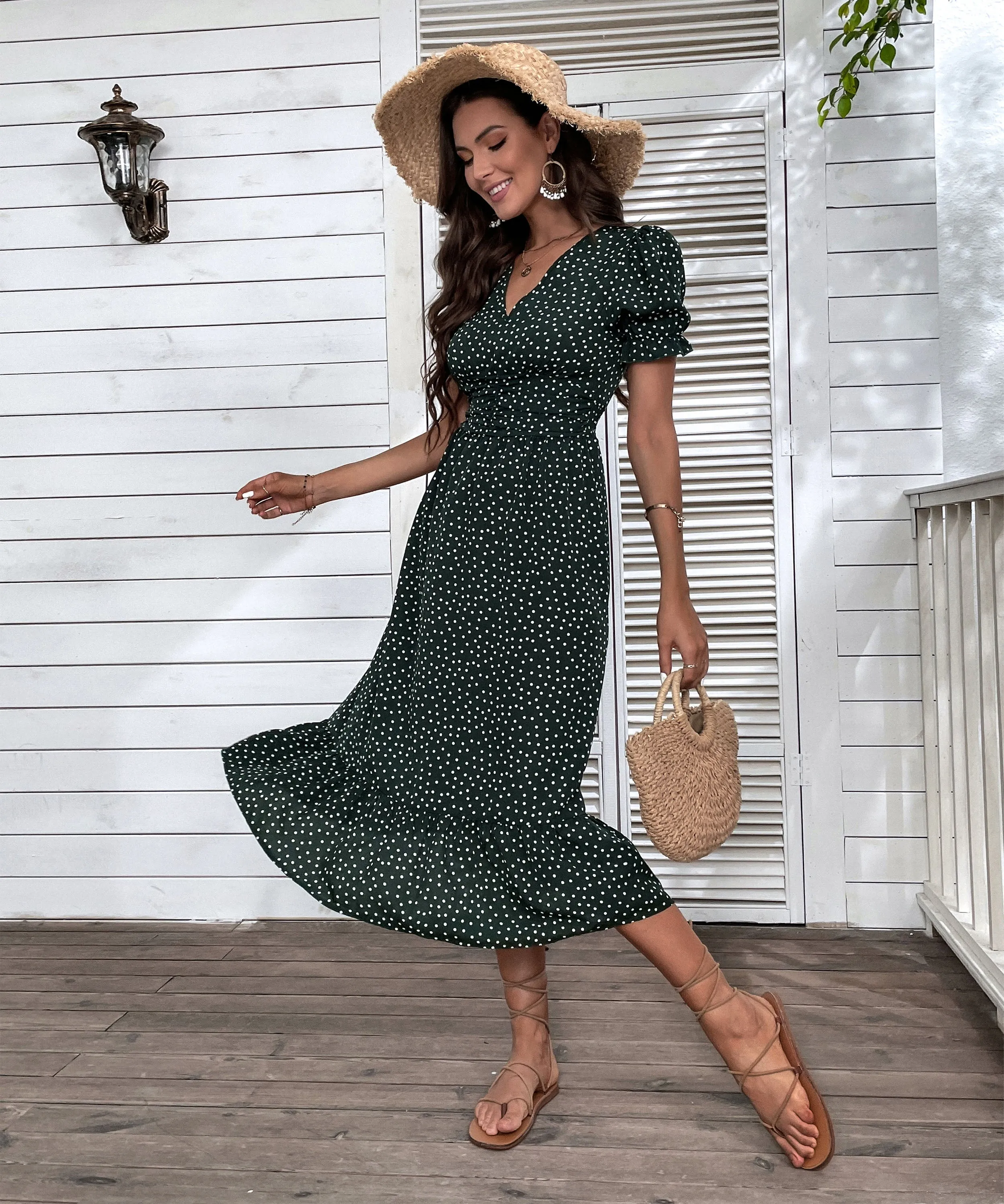 Anthem Spots Dress - Dark Green