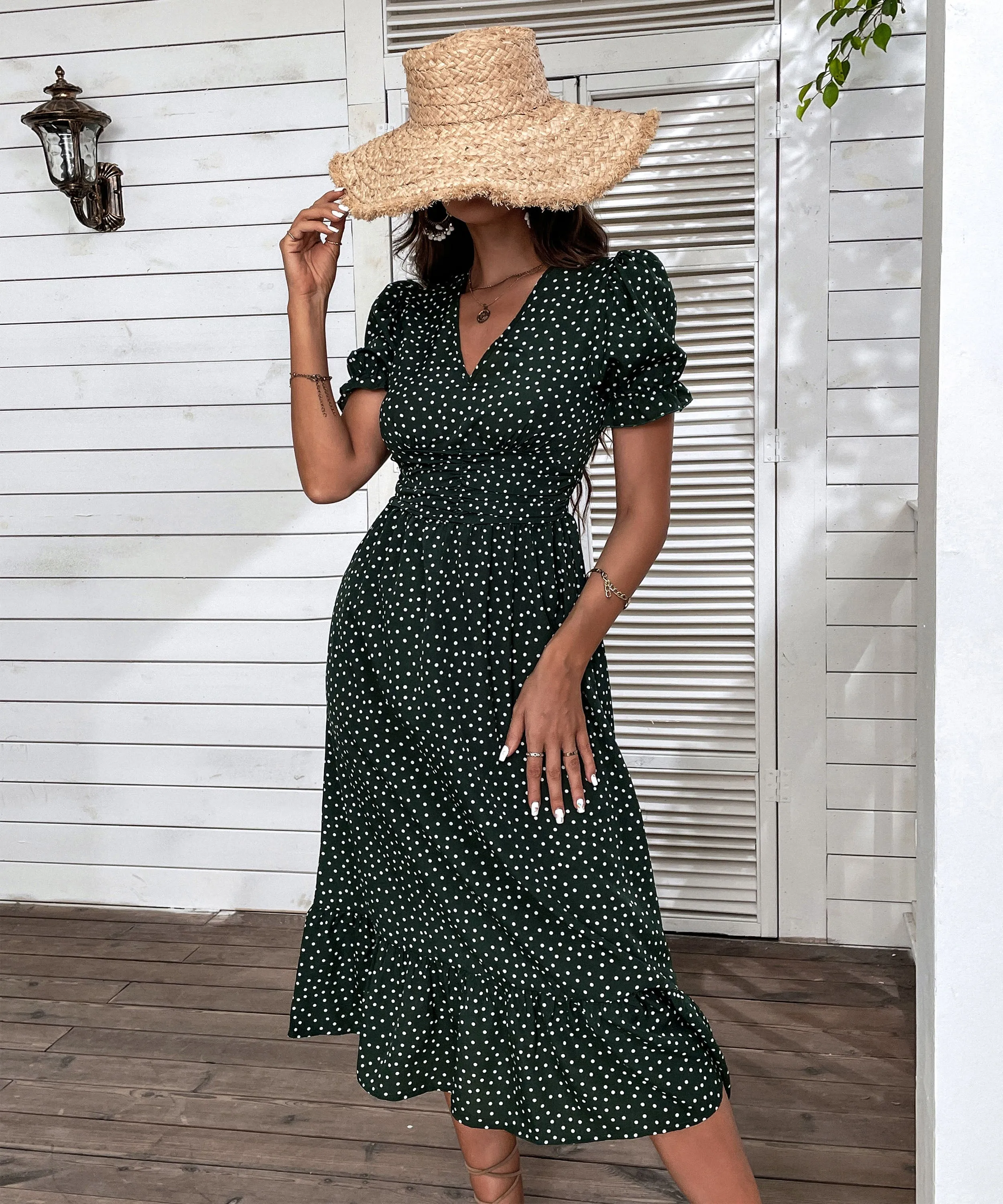 Anthem Spots Dress - Dark Green