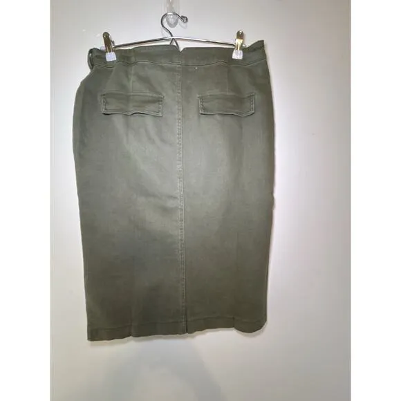 Anthropologie J.O.A. Cargo Khaki Midi Military Skirt Olive Army Green NWT  M